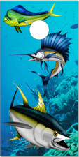 3 Fish Under Water LAMINATED Cornhole Wrap Bag Toss Skin Decal Sticker
