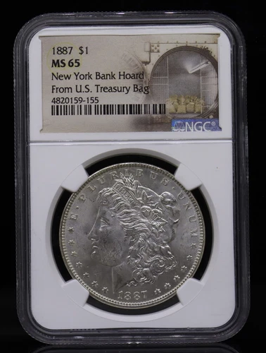 1887 Morgan Dollar New York Bank Hoard NGC MS65