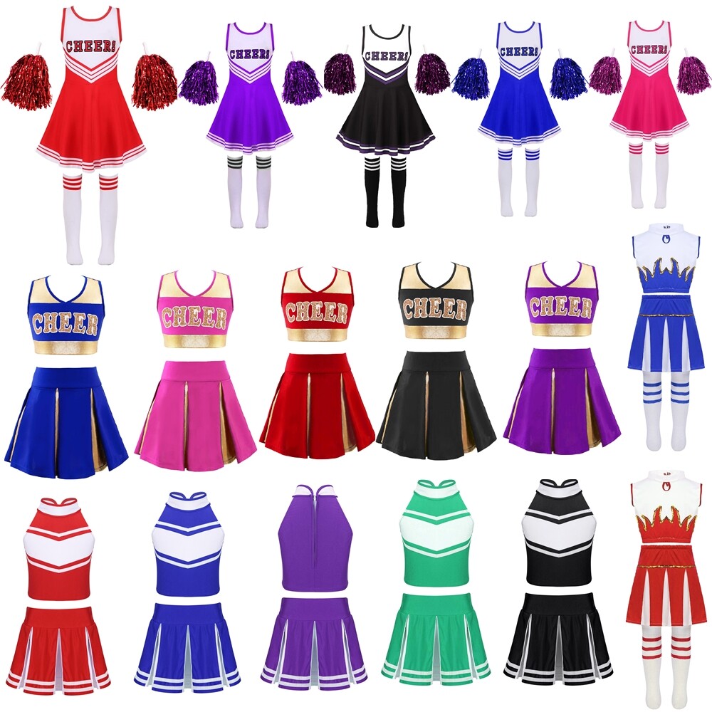 Kids Girls Cheer Leader Costume Cheerleading Outfit Tank Top