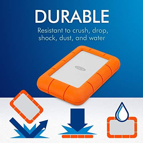 LaCie Rugged Mini 1TB External Hard Drive Portable HDD – USB 3.0 1TB, Orange - Picture 3 of 6