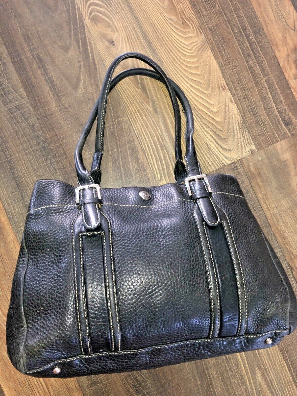 Fossil Black Pebbled Leather Purse Tote Satchel