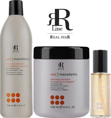 RR LINE MACADAMIA STAR SHAMPOO MASK FLUID NOURISHING DAMAGED DRY HAIR