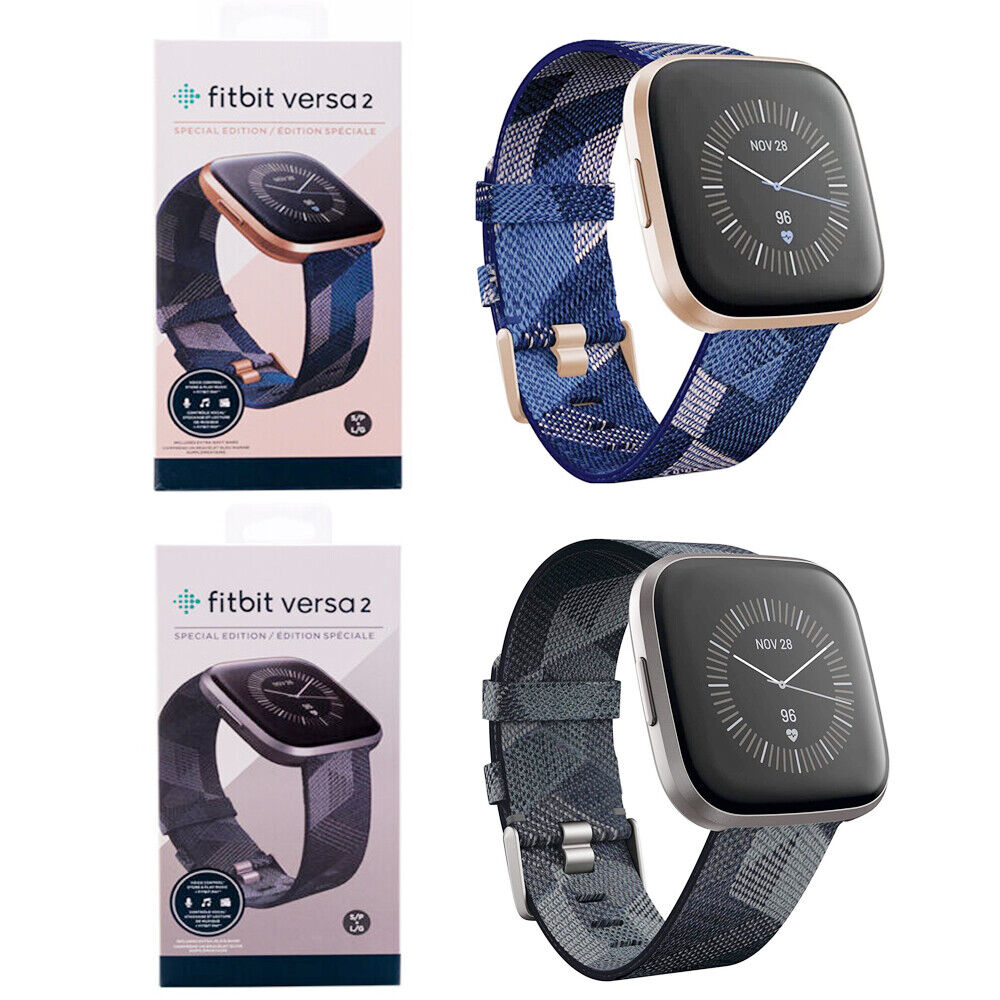 Fitbit Versa 2 Special Edition Tracking Smartwatch Navy/Pink Smoke/Woven | eBay