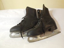 Vintage Black Vinyl  Steel Ice Skates Canada Sheffield Steel - Size 10