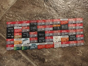 LOT of 50 64GB MicroSD Cards- Untested - Various Brands-Selling As Is
