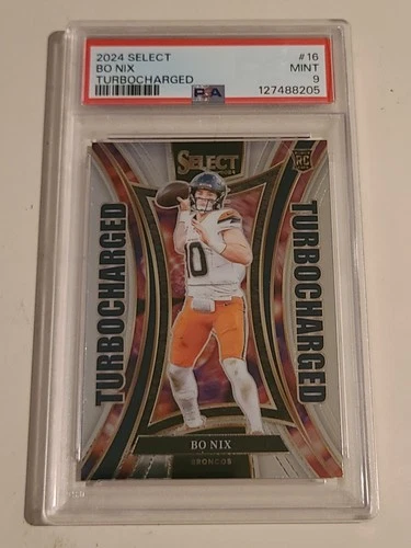 2024 Select Turbocharged Bo Nix #16 Rookie Card Denver Broncos RC PSA 9 MINT