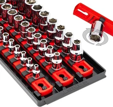 Ernst Manufacturing 8490 Socket Boss: 3-Rail Organizer 13-Inch, Red 