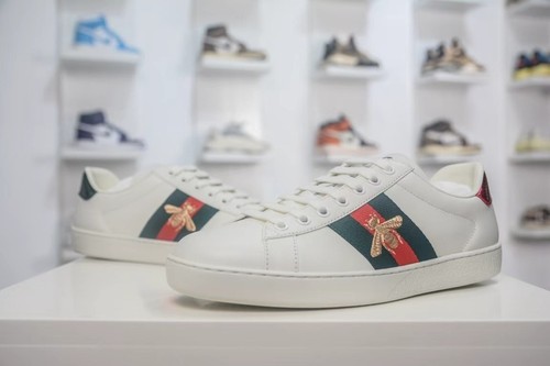 Gucci Ace Bee 429445 K2LH0 9063 Men White Leather Web Sneakers