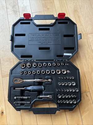 #ad Husky Mechanics Tool Ratchet amp; Socket Set 75 Piece 1 4” And 3 8” Drive $40.00