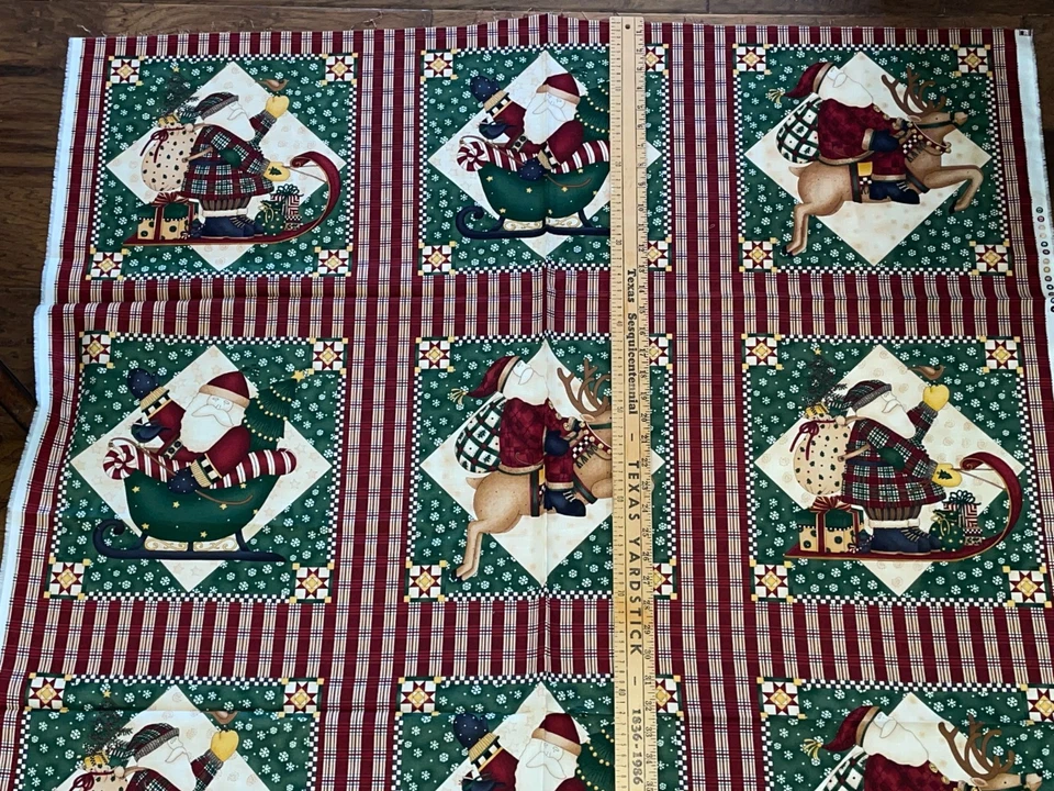 50" X 44" Debbie Mumm Santa Quilt Blocks Fabric Cheater Squares Christmas - Image 4 of 4