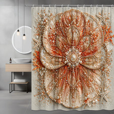 Sea Shell Floral Graphic Shower Curtain Peach Beige