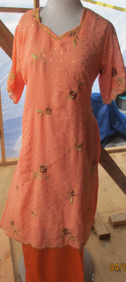beautiful flower embroidery polyzoa pant kameez material   chiffon  Size XL 44