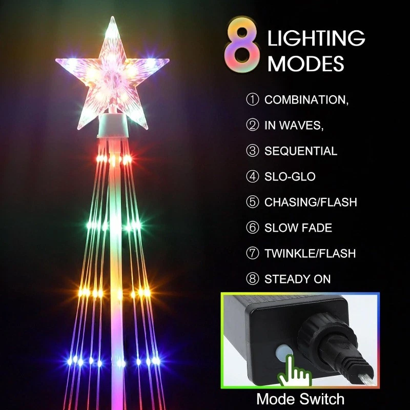 5FT LED Outdoor Christmas Tree, Multicolor Lighted Cone Wire Tree w/Topper Star - Image 4 of 4