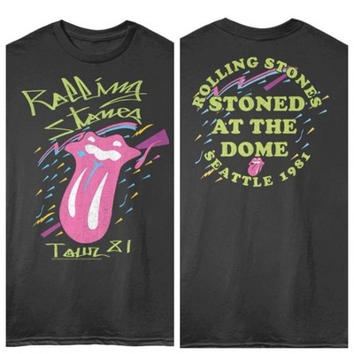 The Rolling Stones T-Shirt 1981 STONED AT THE DOME Mick Jagger New 2 Sided Smoke