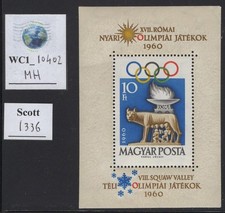 WC1_10402. HUNGARY. 1960 ROME OLYMPICS souv. sheet. Scott 1336. MH