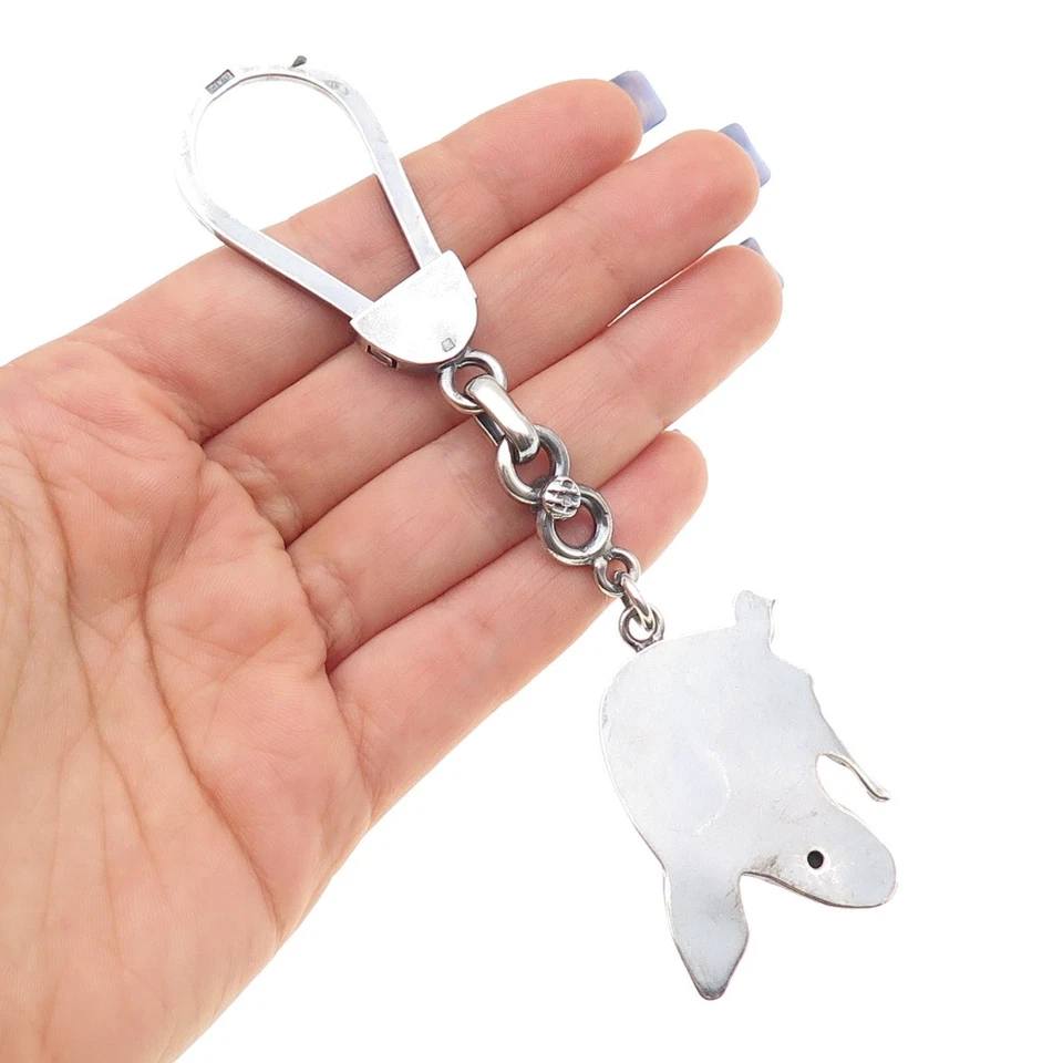 800 Silver Vintage Egyptian Pharaoh Oxidized Key Fob Chain - Image 2 of 4