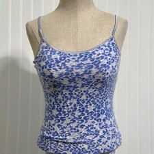 Aeropostale Blue Leopard Camisole Shelf Bra Indie Sleeze Y2K S Cotton Stretch