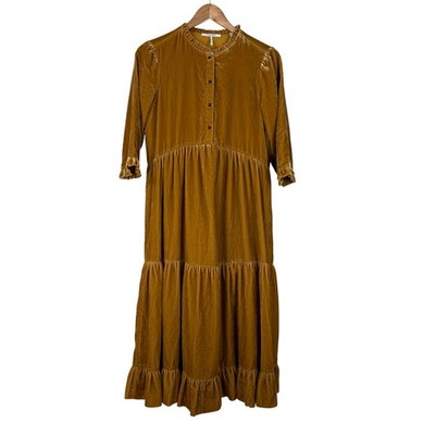 Scotch & Soda Velvet Three Quarter Sleeve Midi Dress Wild Honey Women's XS NWT
