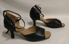 Women's Ballroom Latin Dance Shoes Open Toe High Heels Black US Size 9.5