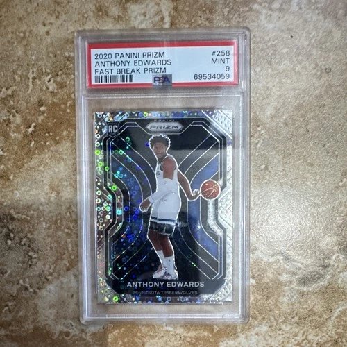 Panini Prizm 2020-21 Anthony Edwards #258 Fast Break Prizm RC PSA 9