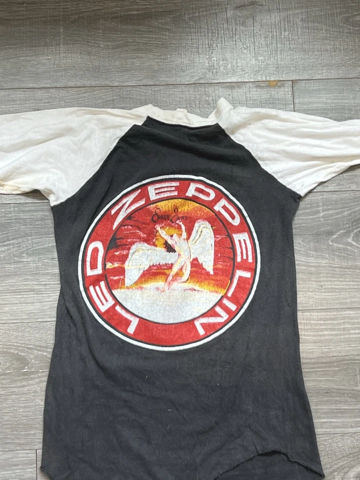 Vtg Led Zeppelin shirt 1977 World Tour small raglan Swan Song double sided - Image 4 of 4