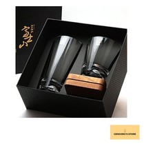 Tajima Glass Mt. Fuji set rock tumbler Glass with coaster set