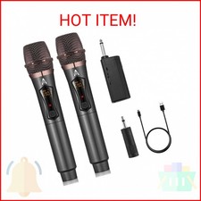 ALPOWL Wireless Microphones, Metal Dynamic Microphone System with Rechargeable R