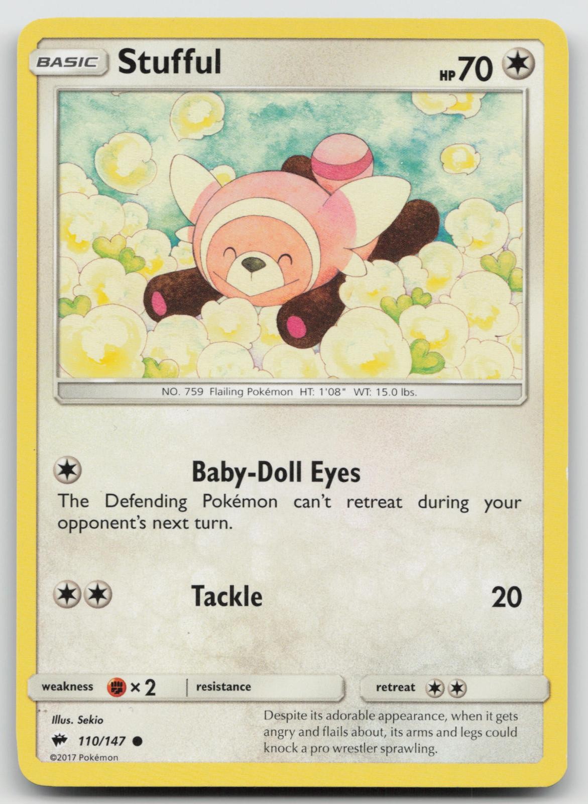 Stufful 110/147 Burning Shadows Pokemon Heavily Played F1029