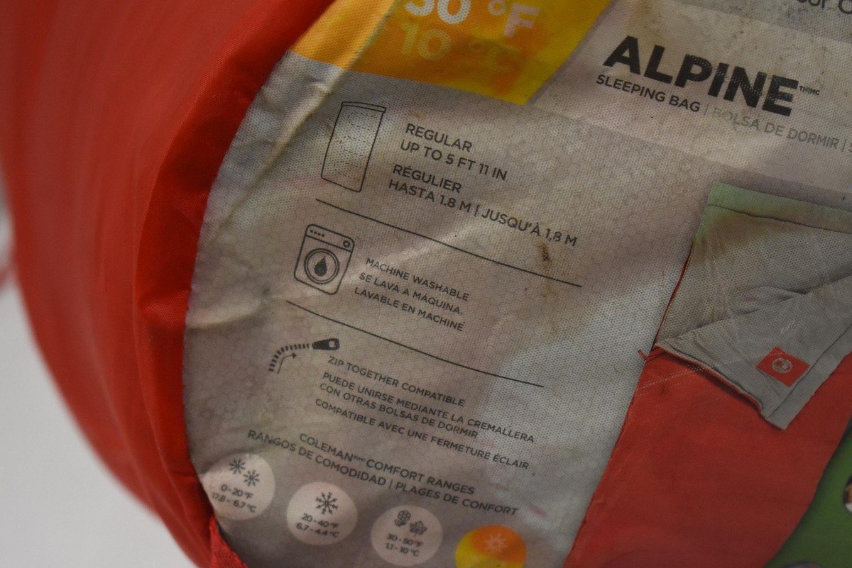 Coleman Alpine Sleeping Bag 50°F Regular Red ThermoTech ZipPlow