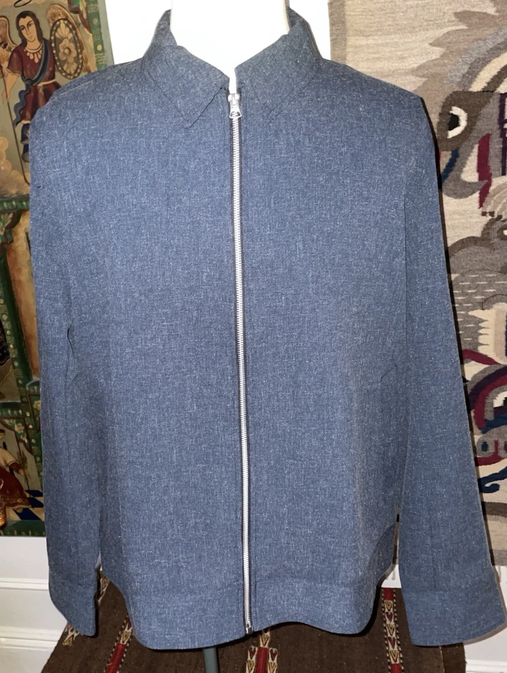 NEW Rag & Bone Phillips Navy Speckled Zip Up Jacket Sz 2XL NWT $598 - product detail image 3