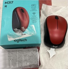 Logitech M317 Wireless Mouse, 2.4 GHz with USB Receiver, 1000 DPI Optical, Red