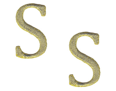 Pair Metallic Gold Letter S Iron On Patches 1 1/8'' Wire Monogram Alphabet