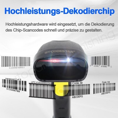 Inateck KI Barcode Scanner Bluetooth, 2D Handscanner Kabellos, Handheld Barcode