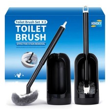 Toilet Brush and Holder Set, Curved Angled 4.72 x 3.95 x 17.7 inches, Black