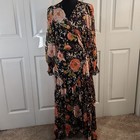 Lauren Conrad Black Floral Wrap Maxi Dress Size Med Coquette Forest Fairy Sheer