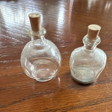 Set of 2 Clear Glass Decorative Bottles with Cork Stoppers, Glossy Finish