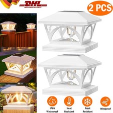 2x Solar LED Pfostenkappe Beleuchtet Zaunpfostenlampe Zaunleuchte Pfostenleuchte