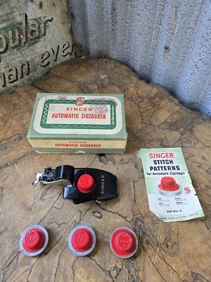 Vintage Singer Automatic Zickzagger Aufsatz #161157 mit Box & 4 Stichmustern