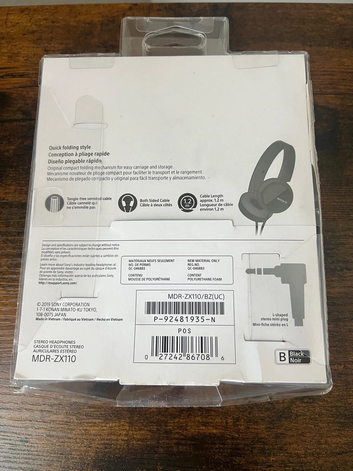 Sony MDR-ZX110 Stereo Headphones Headset Black - Image 4 of 4