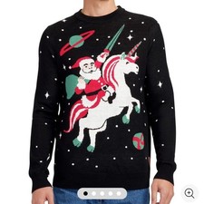 Tipsy Elves SANTA UNICORN UGLY CHRISTMAS SWEATER Size Large