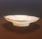 Vintage Anchor Hocking Milk Glass Bowl Embossed with Grapes & Leaves. Scalloped