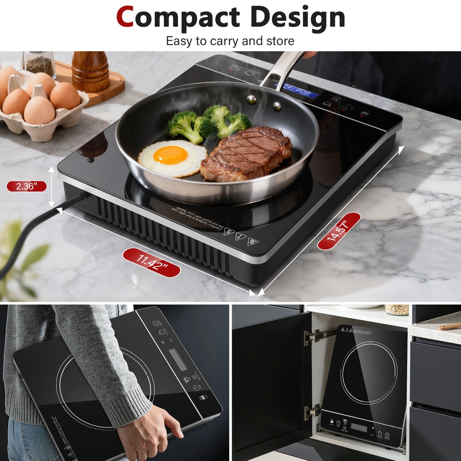 1800W Portable Induction Burner Cooktop Sensor Touch Control with LCD Display
Opens in a new window 