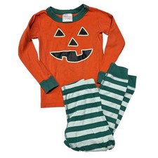 Hanna Andersson Kids Pumpkin Face Pajama Set Organic Cotton Stripes Size 4