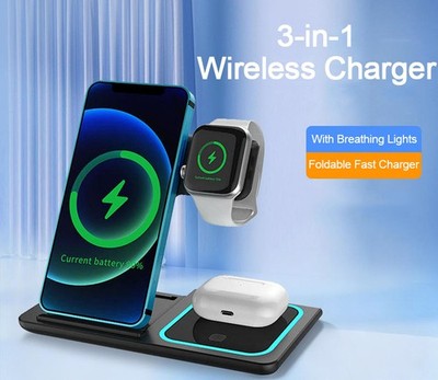 3 In 1 Wireless Fast Charge For Samsung Apple iPhone Watch AirPods Android Phone
