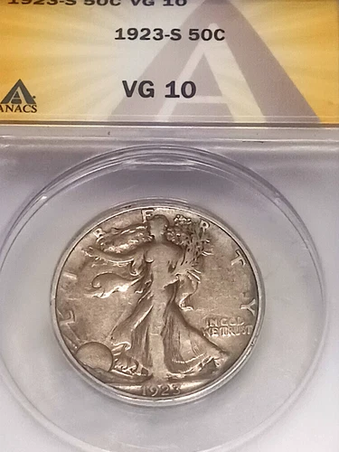 1923 S WALKING LIBERTY HALF DOLLAR ANACS VG10