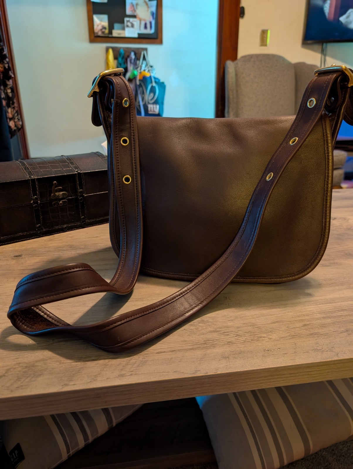 Vintage 1999 Coach Dark Brown Patricia Crossbody Saddle Bag in Perfect Condition