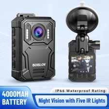 BOBLOV 2K Body worn Camera Audio Video Record 128GB police Law Enforcement Cam