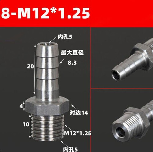 Stainless Steel Male Thread Barb Hose Tail Pagoda Joint Pipe Fitting Connectors - Picture 29 of 48