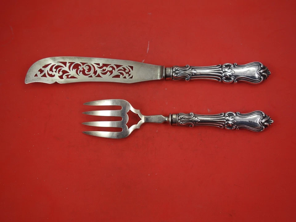 Juego de servir pescado victoriano inglés plata esterlina 2 piezas HH AS 12 1/4" Foto 2 de 2