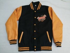 HOOD CREW Man’s Varsity Baseball Jacket leather and wool Letterman Jackets
